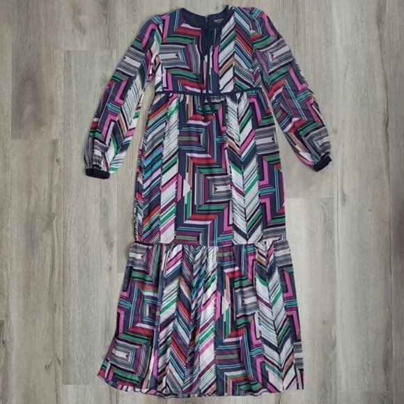 Juicy Couture Black Label Women's XS Colourful Geo Abstract Peasant Maxi Dress - Picture 3 of 16